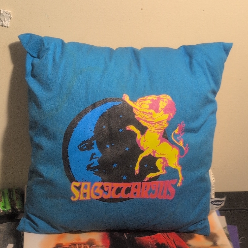 Y2K Vintage Retro Old Navy Sagittarius Blue Accent Pillow 2000's Astrology